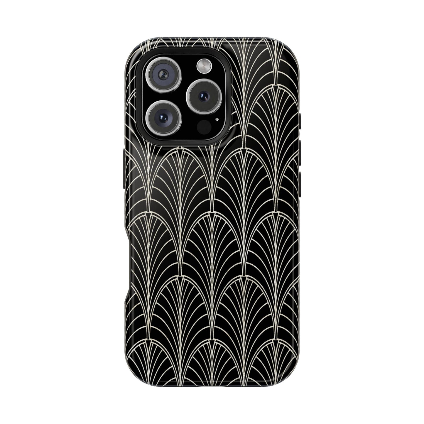 Impact-Resistant Phone Case- Art Deco Black Beige