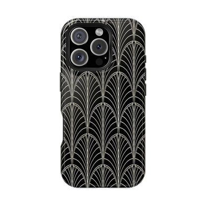 Impact-Resistant Phone Case- Art Deco Black Beige