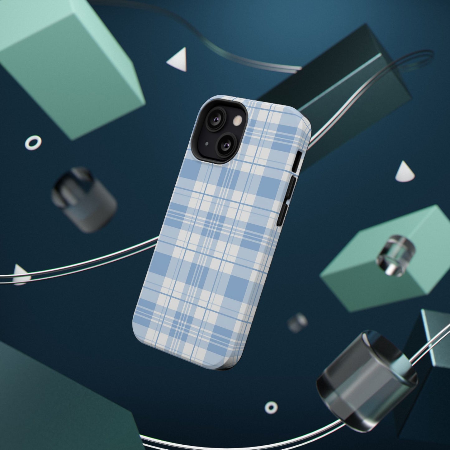 Impact-Resistant Phone Case - Easter Plaid Blue