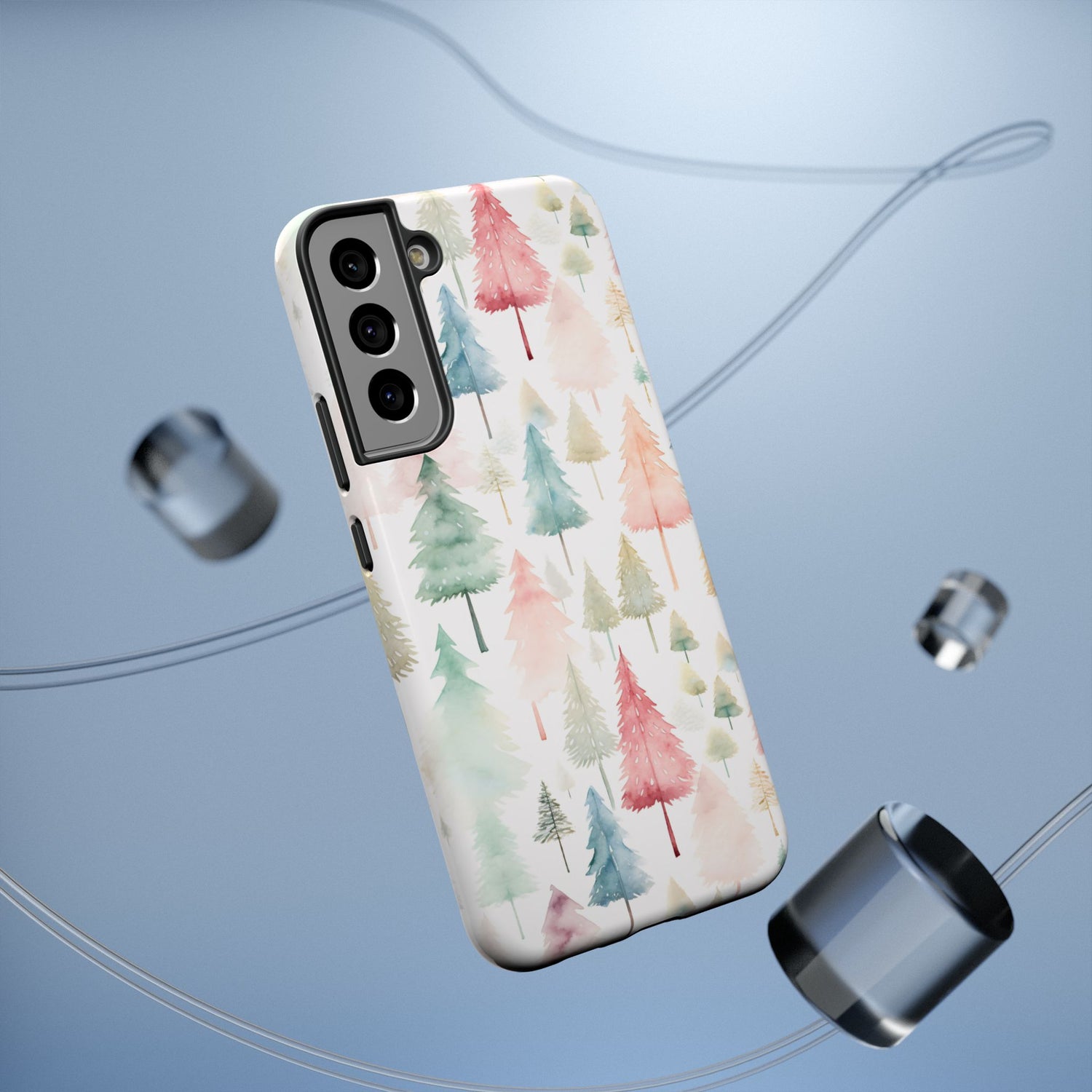 Watercolor Christmas Trees Impact-Resistant Phone Case, iPhone, Samsung