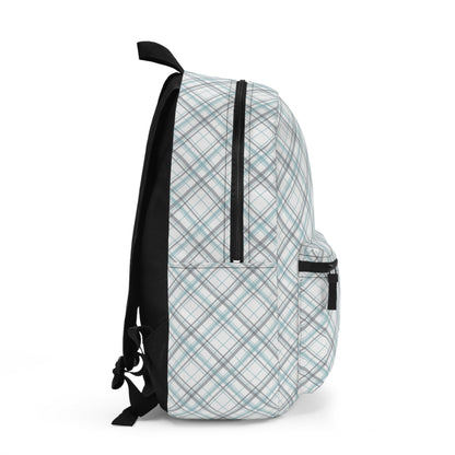 Backpack-Preppy Grey Blue Plaid