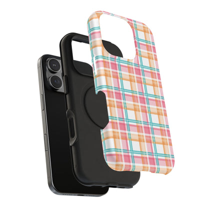 Impact-Resistant Phone Case - Summer Plaid Pink