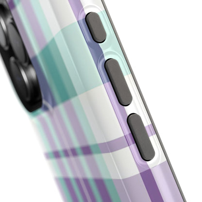 Impact-Resistant Phone Case - Spring Plaid Purple