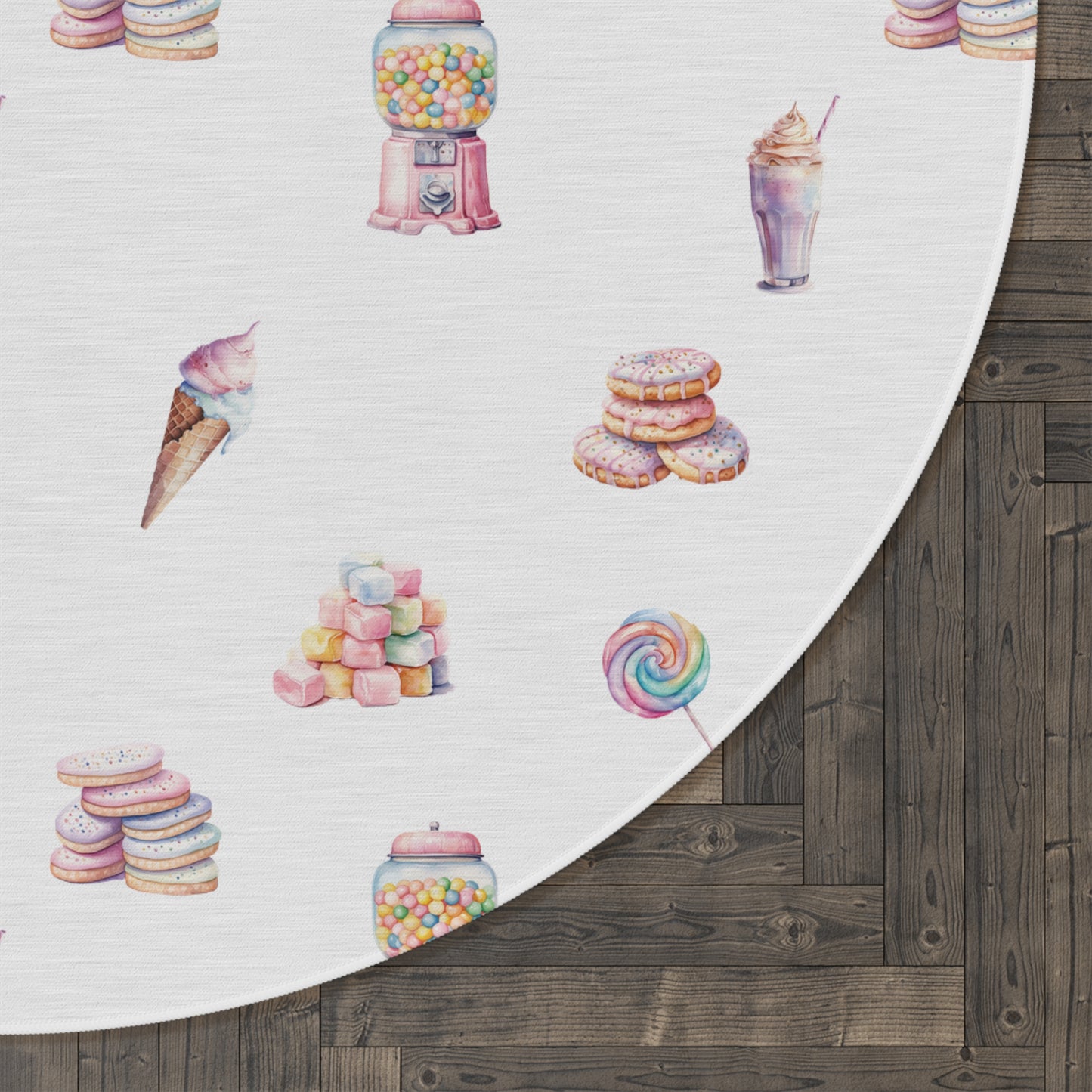 Round Rug Watercolor Candy Land