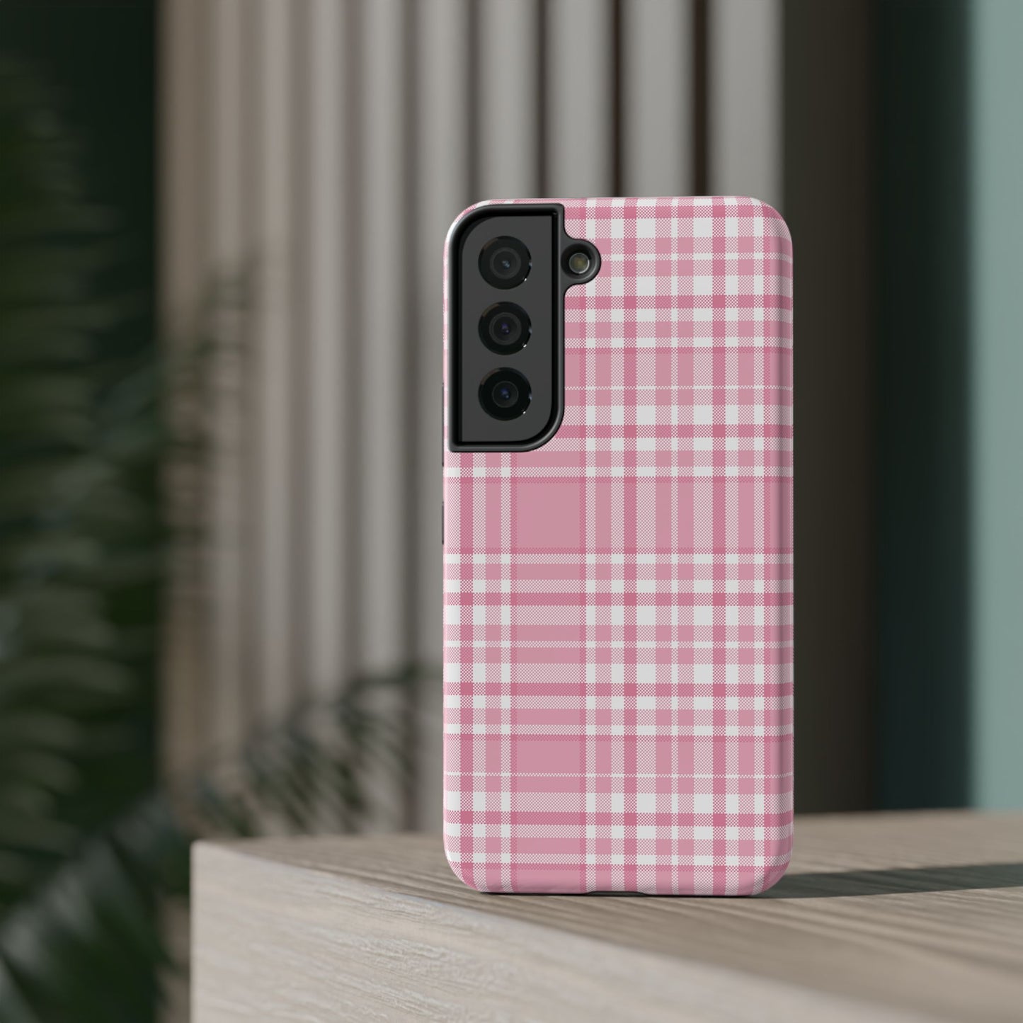 Impact-Resistant Phone Case - Easter Plaid Pink