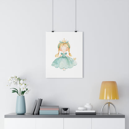 Giclée Art Print Watercolor Teal Princess 3