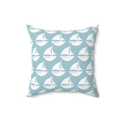 Spun Polyester Square Pillow with Removable Cover Beach Baby Sailboat Stripes