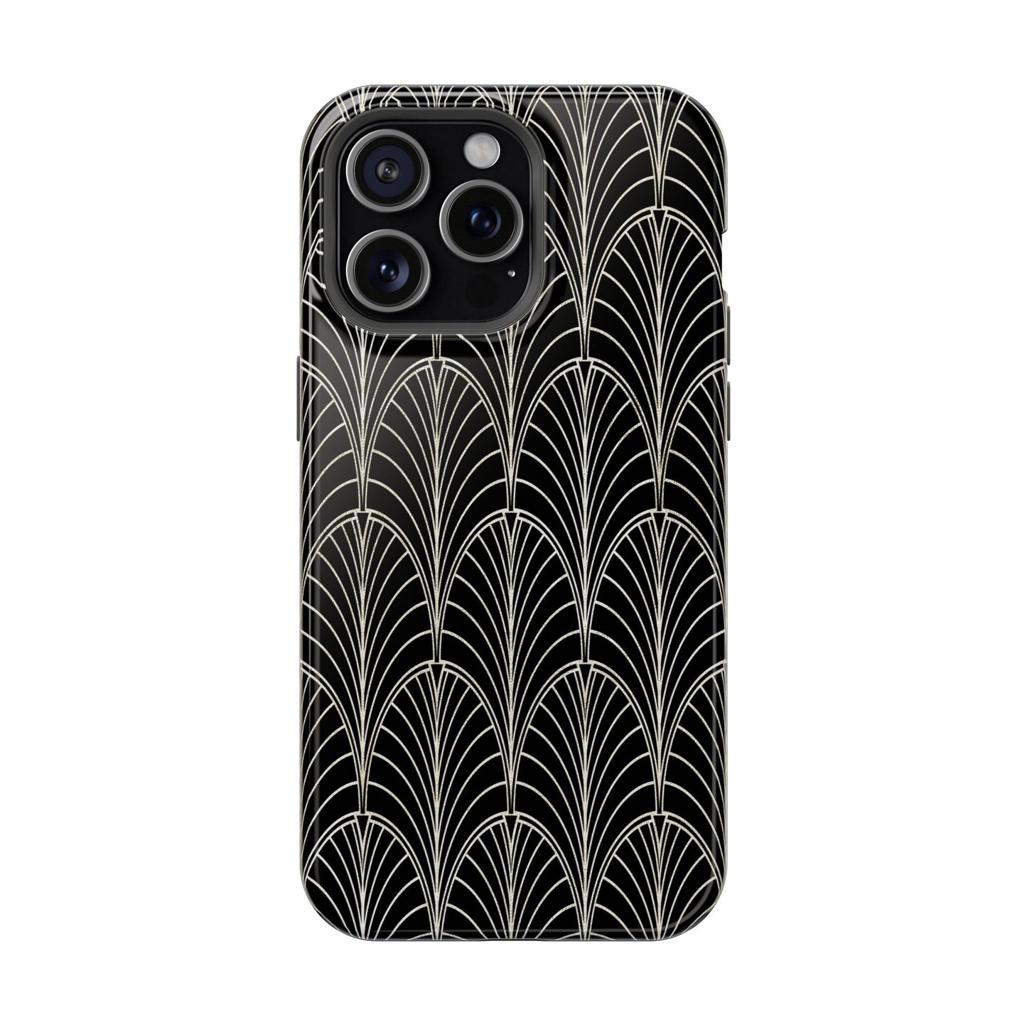 Impact-Resistant Phone Case- Art Deco Black Beige