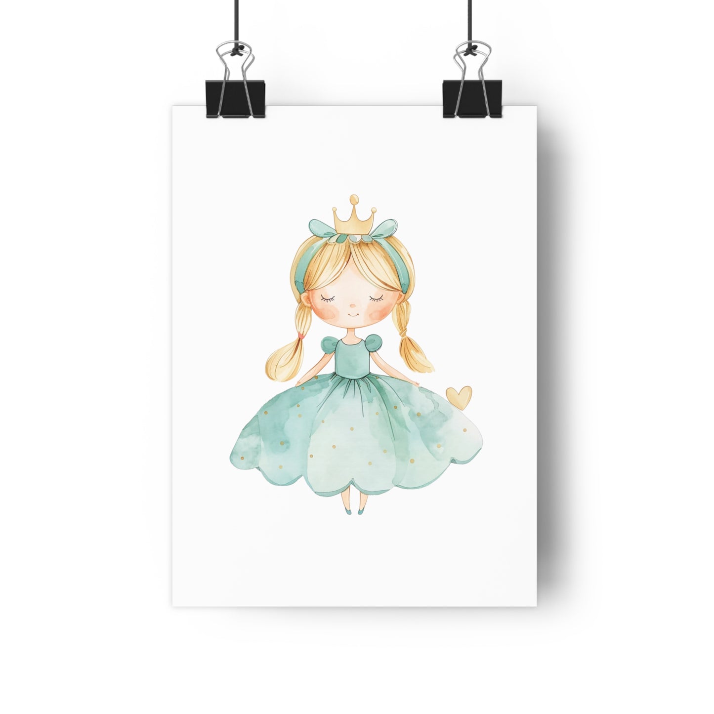 Giclée Art Print Watercolor Teal Princess 3