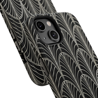 Impact-Resistant Phone Case- Art Deco Black Beige