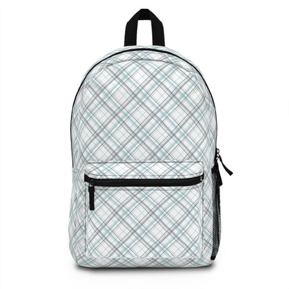 Backpack-Preppy Grey Blue Plaid