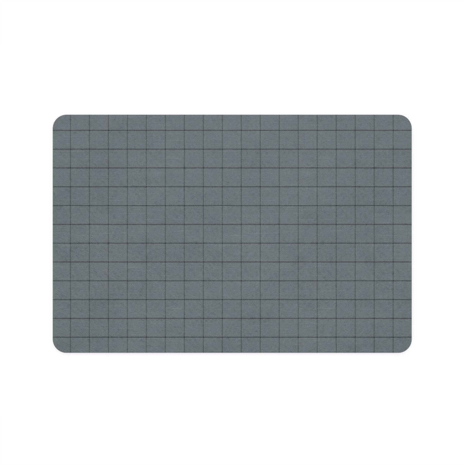 Pet Food Mat- Blue Black Grid Design