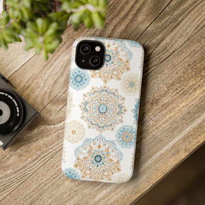 Impact-Resistant Cases, Blue Gold Boho Fun