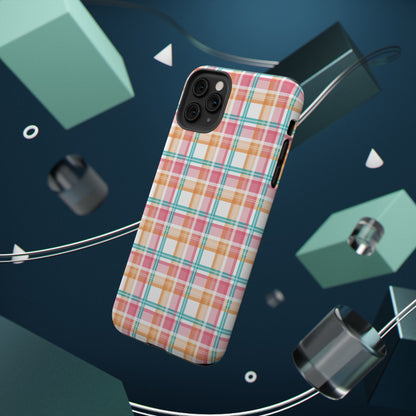 Impact-Resistant Phone Case - Summer Plaid Pink