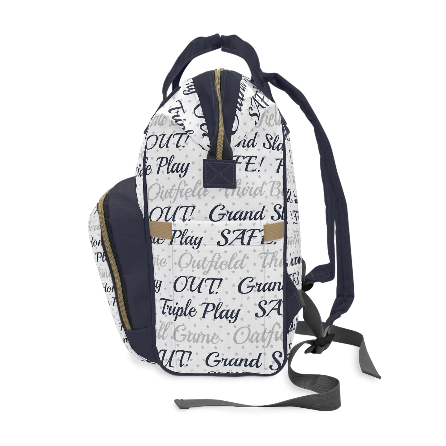 Multifunctional Diaper Backpack- Baseball Phrases