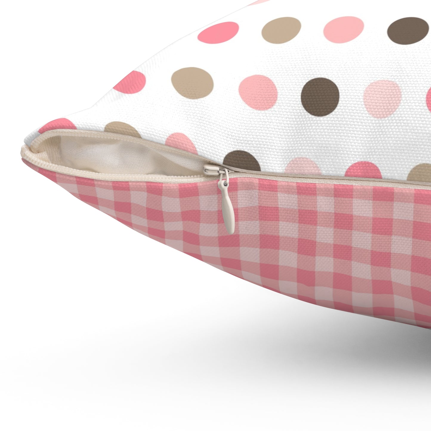 Spun Polyester Square Pillow with Removable Cover Hedgehog Playdate Polka Dots Gingham