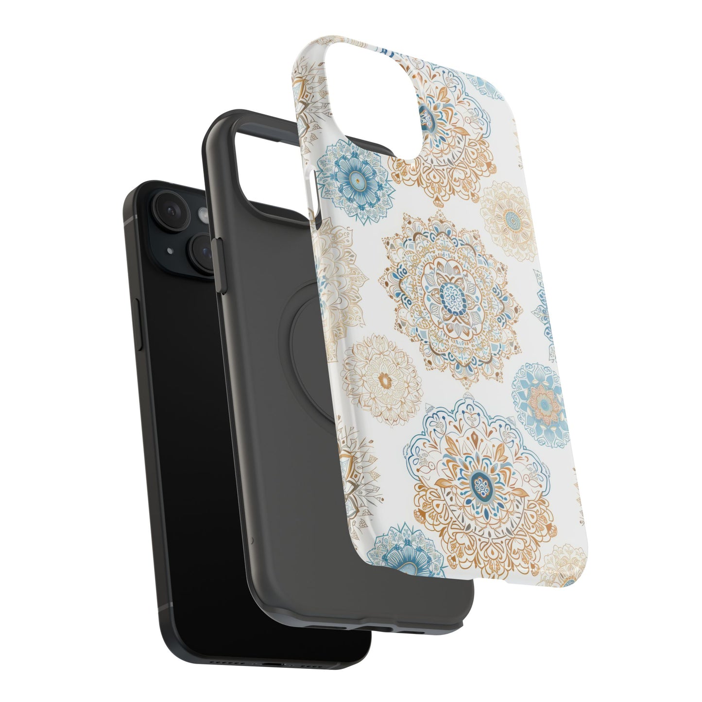 Impact-Resistant Cases, Blue Gold Boho Fun