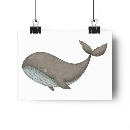 Giclée Art Print Watercolor Dreams Whale Blue Grey