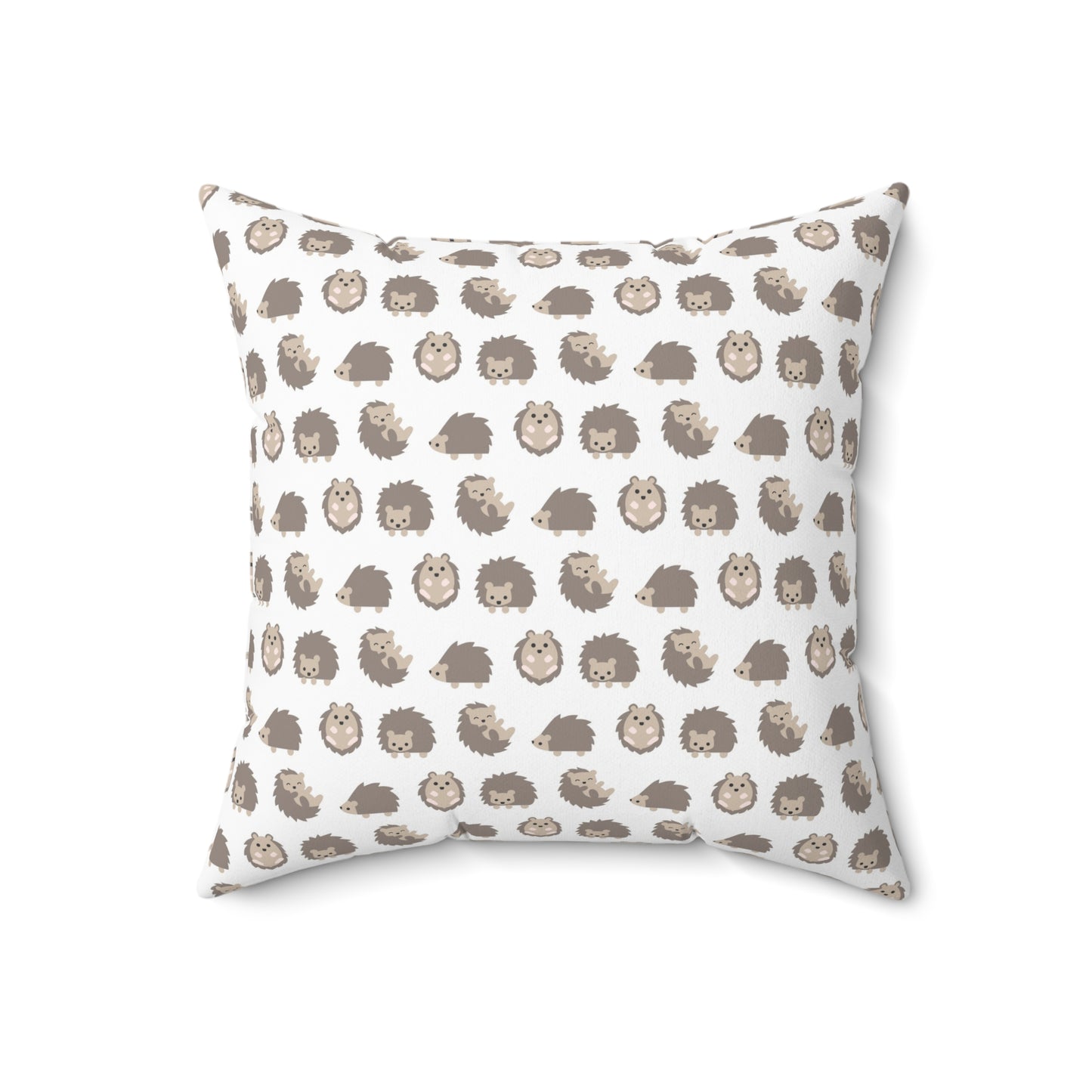 Spun Polyester Square Pillow with Removable Cover Hedgehog Playdate Neutral Chevron