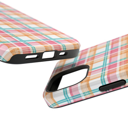 Impact-Resistant Phone Case - Summer Plaid Pink