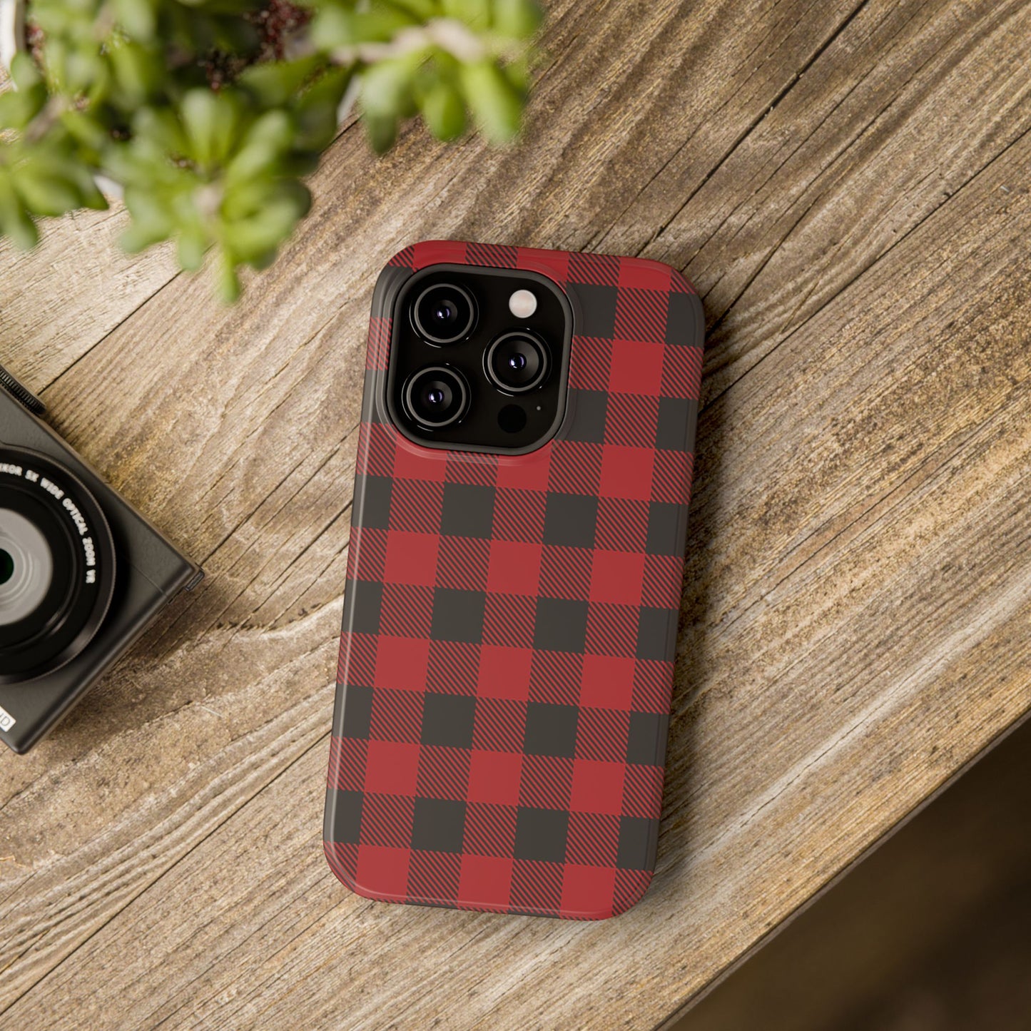 Impact-Resistant Phone Case-Red Black Buffalo Plaid