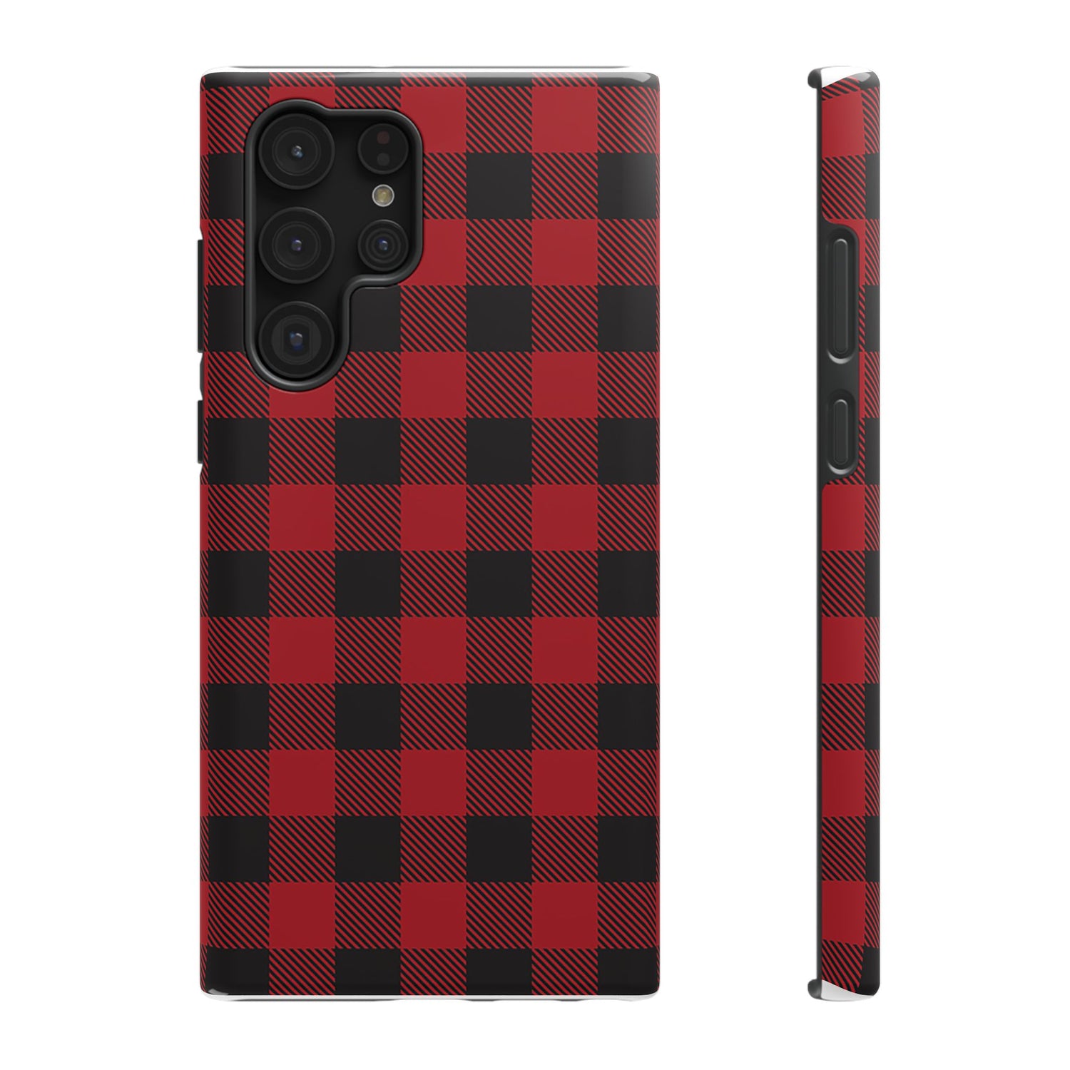 Impact-Resistant Phone Case-Red Black Buffalo Plaid, iPhone, Samsung