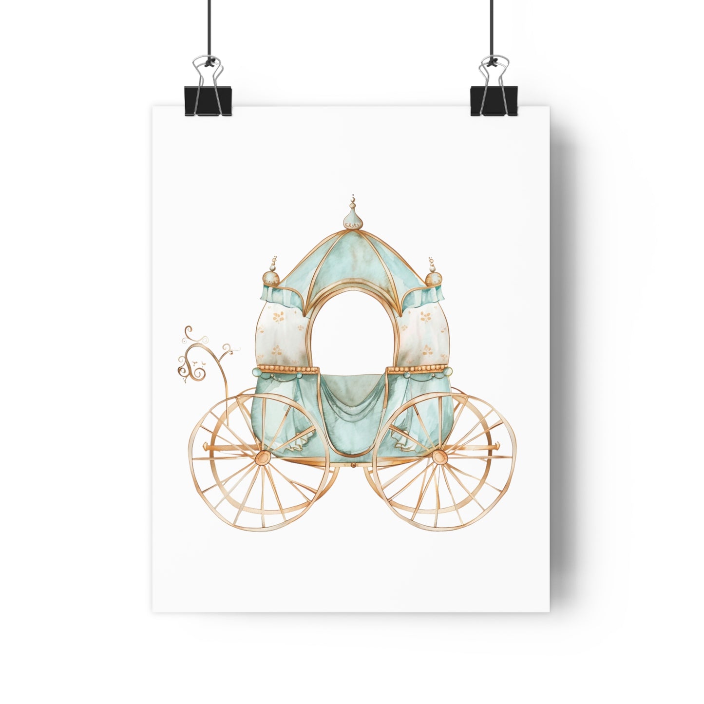 Giclée Art Print Watercolor Teal Princess Carriage