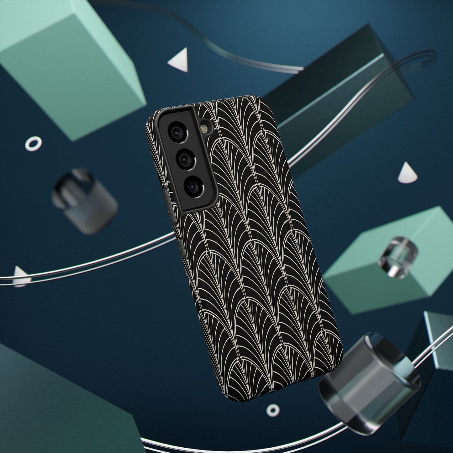 Impact-Resistant Phone Case- Art Deco Black Beige