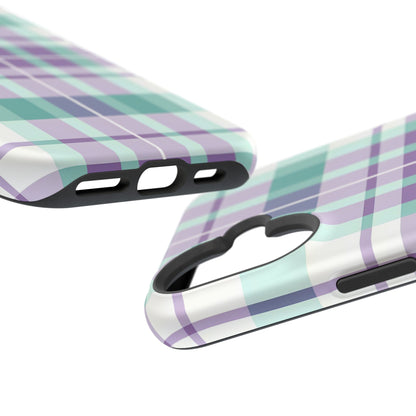 Impact-Resistant Phone Case - Spring Plaid Purple