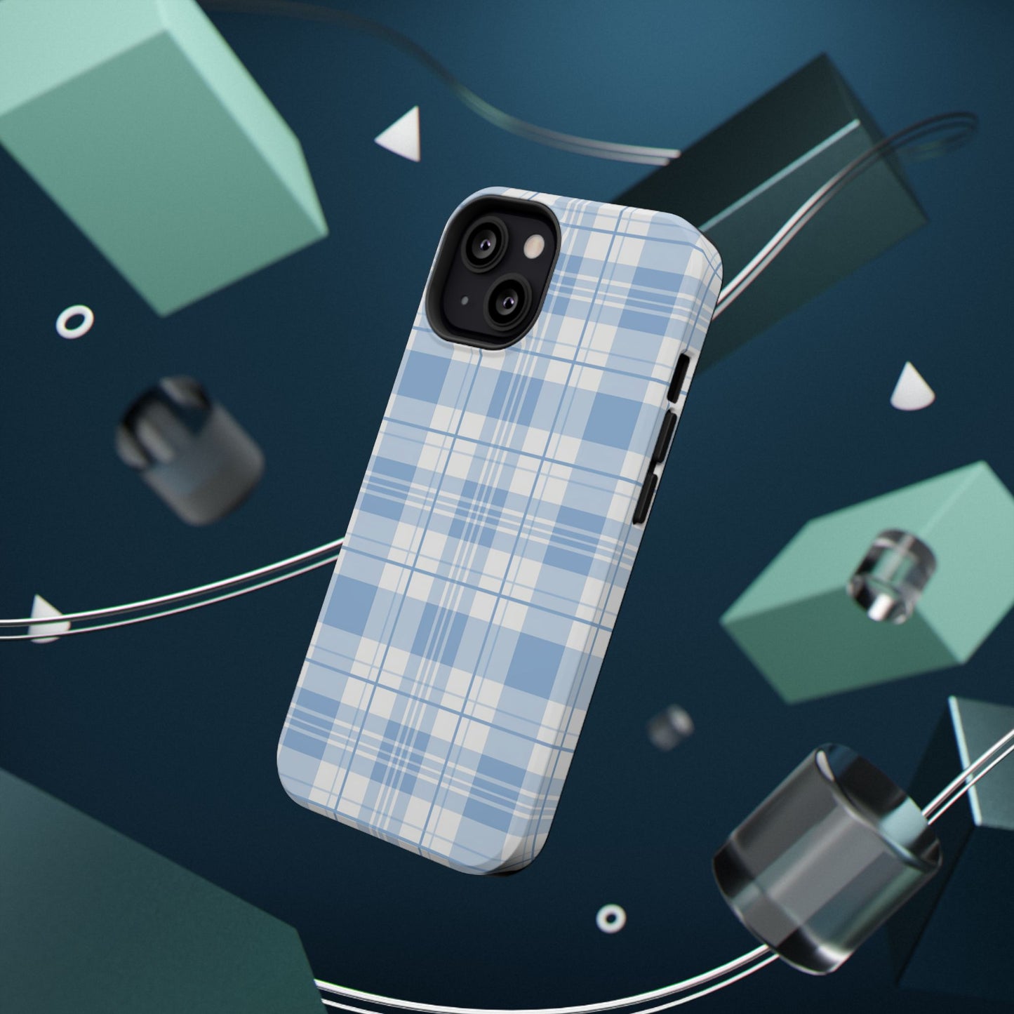 Impact-Resistant Phone Case - Easter Plaid Blue