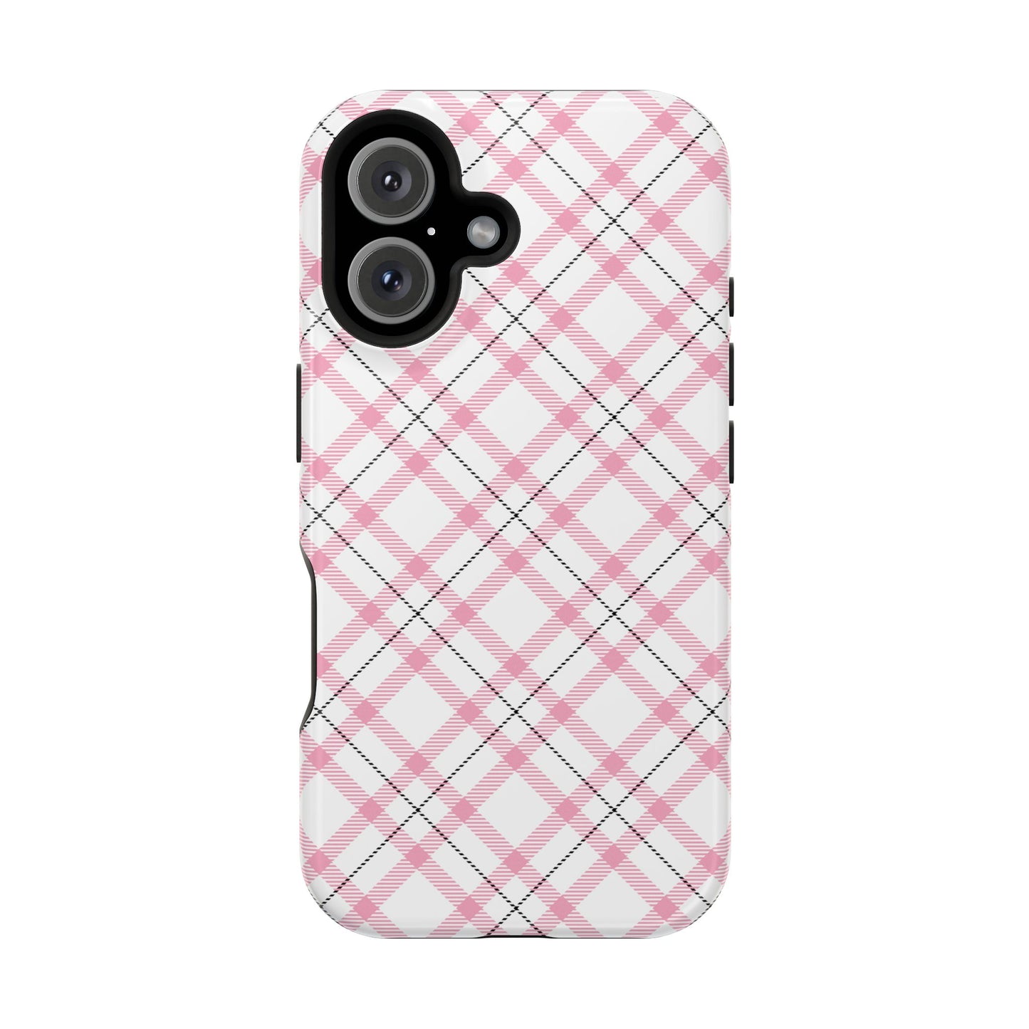 Impact-Resistant Phone Case - Pink Black Plaid