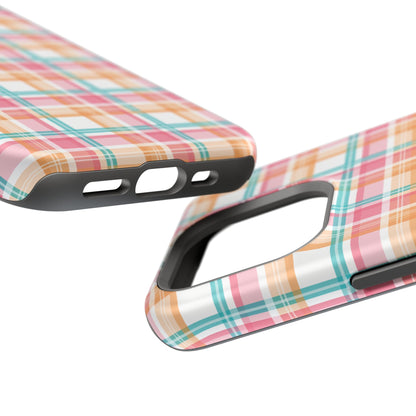 Impact-Resistant Phone Case - Summer Plaid Pink