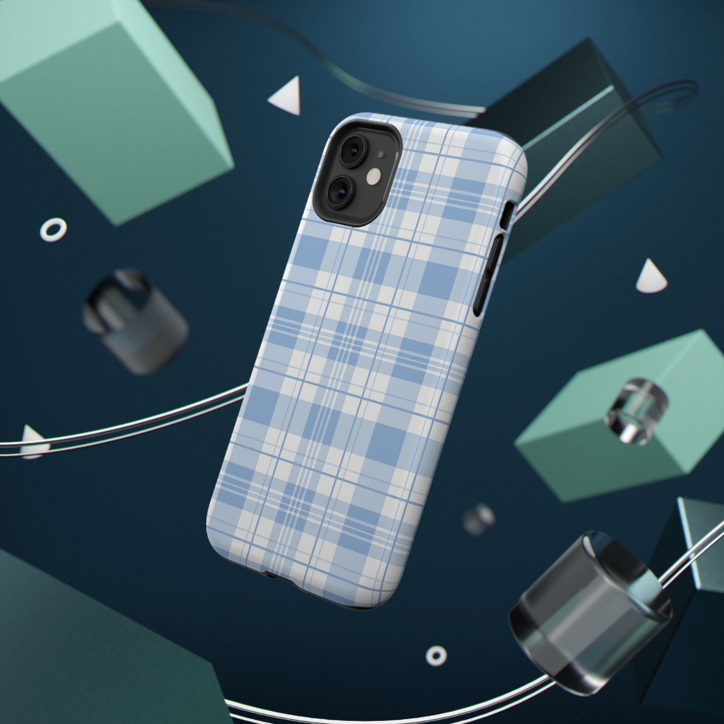 Impact-Resistant Phone Case - Easter Plaid Blue