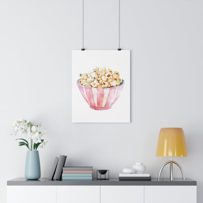 Giclée Art Print Watercolor Pink Pajama Party Popcorn