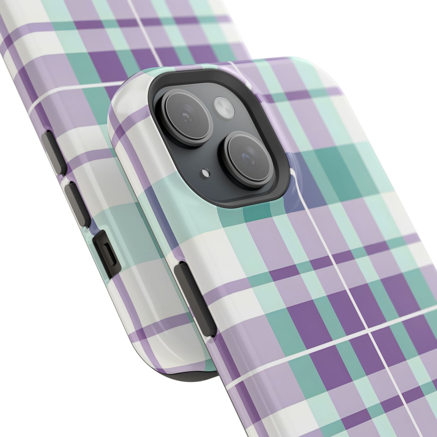 Impact-Resistant Phone Case - Spring Plaid Purple