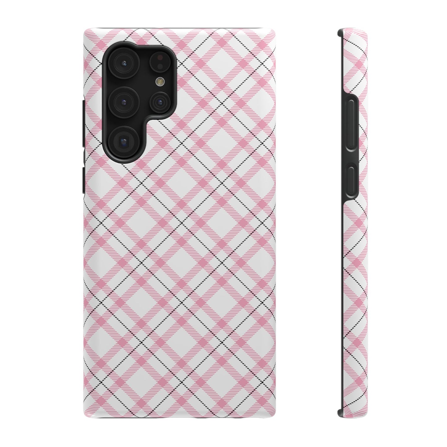 Impact-Resistant Phone Case - Pink Black Plaid