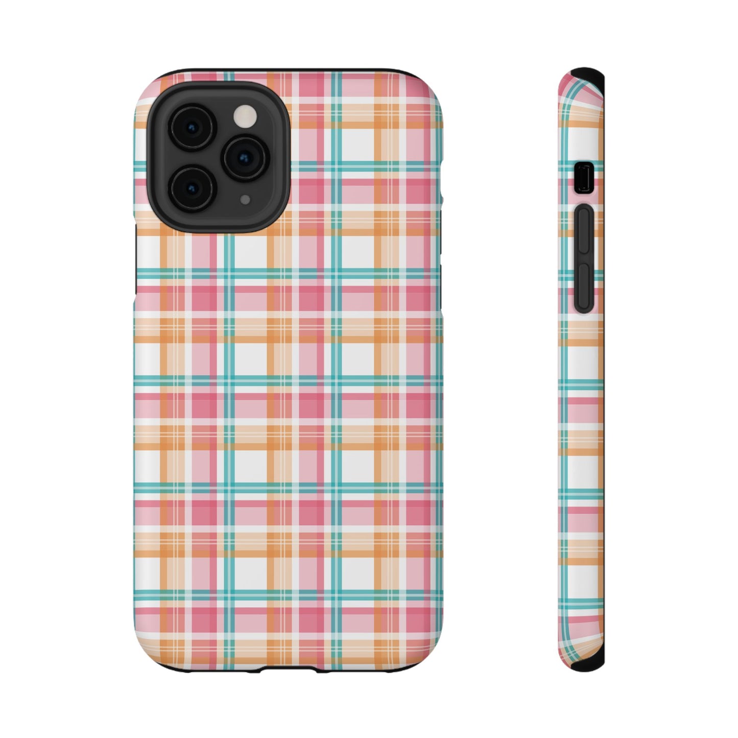 Impact-Resistant Phone Case - Summer Plaid Pink