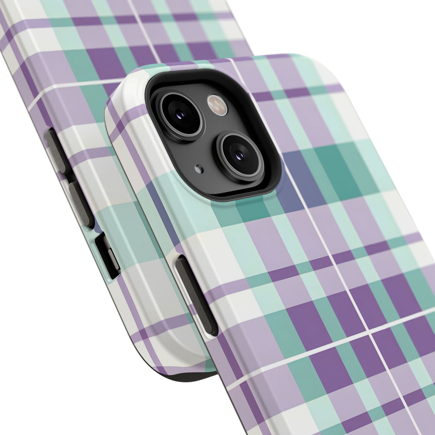 Impact-Resistant Phone Case - Spring Plaid Purple