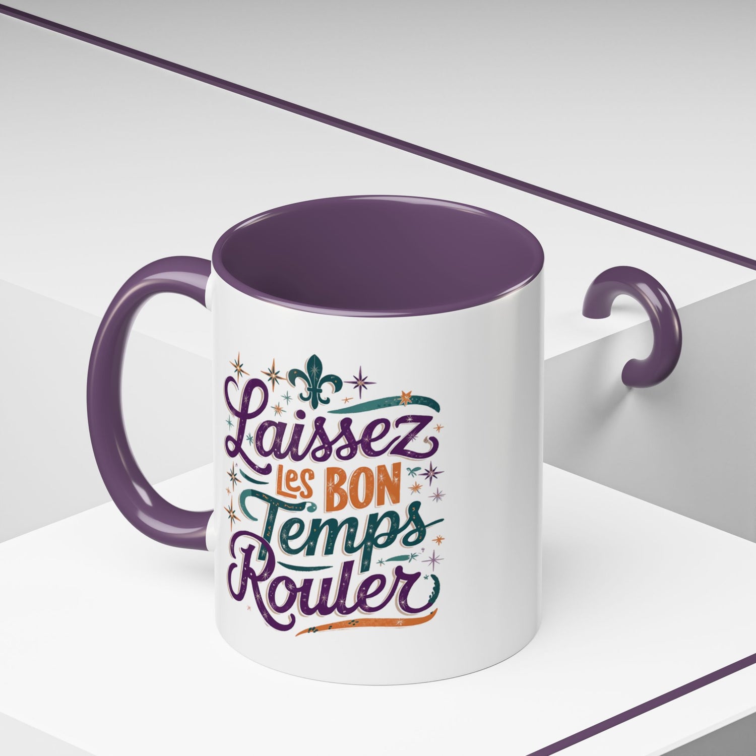 Vibrant Accent Coffee Mug - 'Laissez les Bon Temps Rouler', Perfect for Celebrations, Gifts, Coffee Lovers, Home Decor, and More
