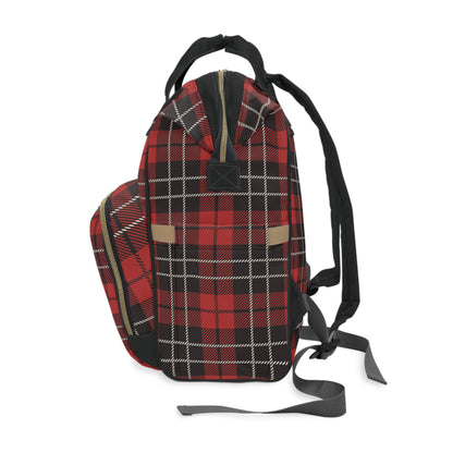 Christmas Black Red Tartan Plaid  Multifunctional Diaper Backpack