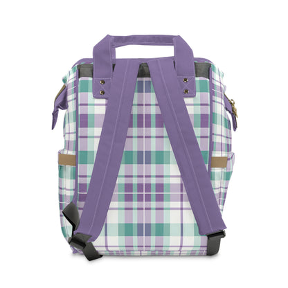 Multifunctional Diaper Backpack- Spring Plaid Purple