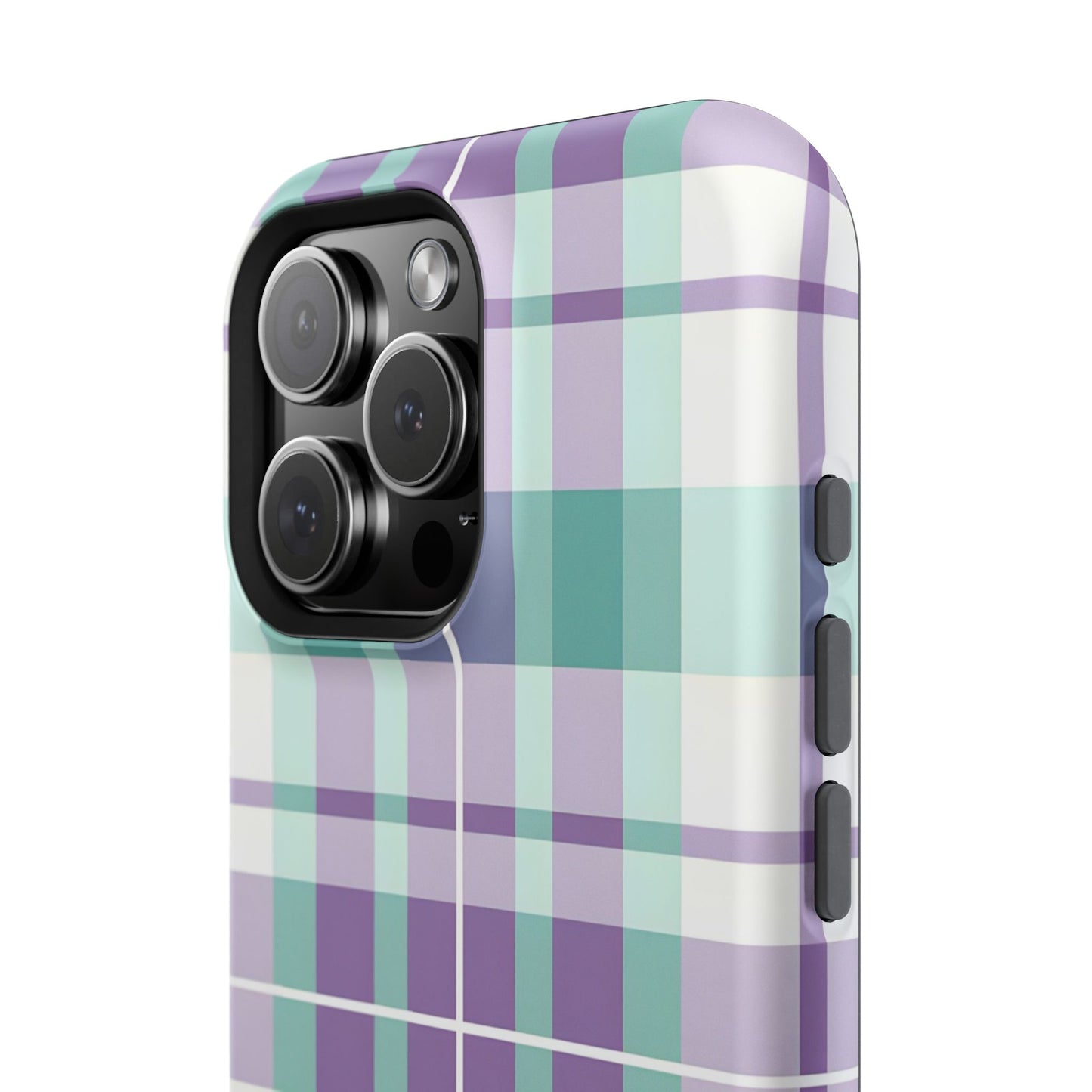 Impact-Resistant Phone Case - Spring Plaid Purple