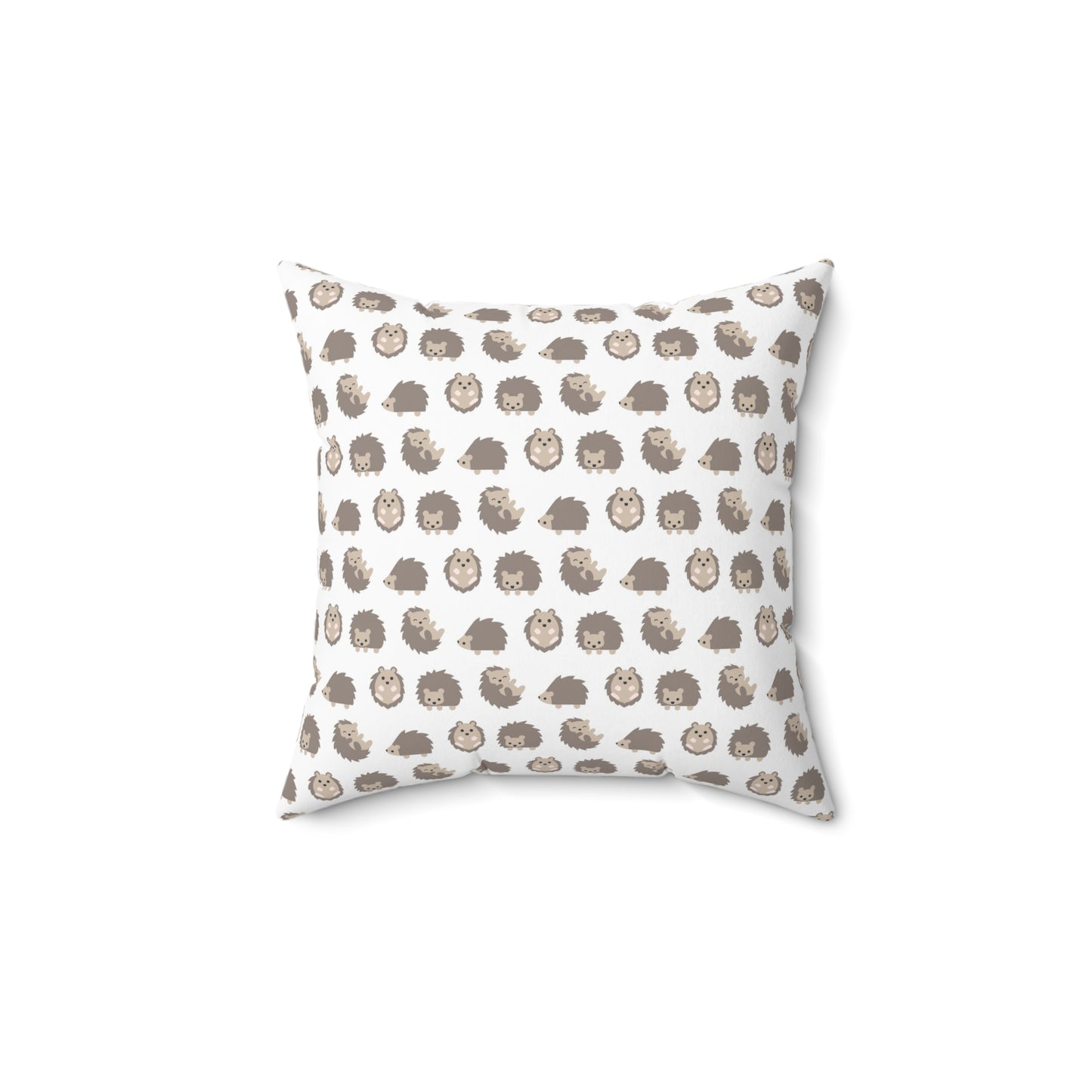 Spun Polyester Square Pillow with Removable Cover Hedgehog Playdate Neutral Chevron