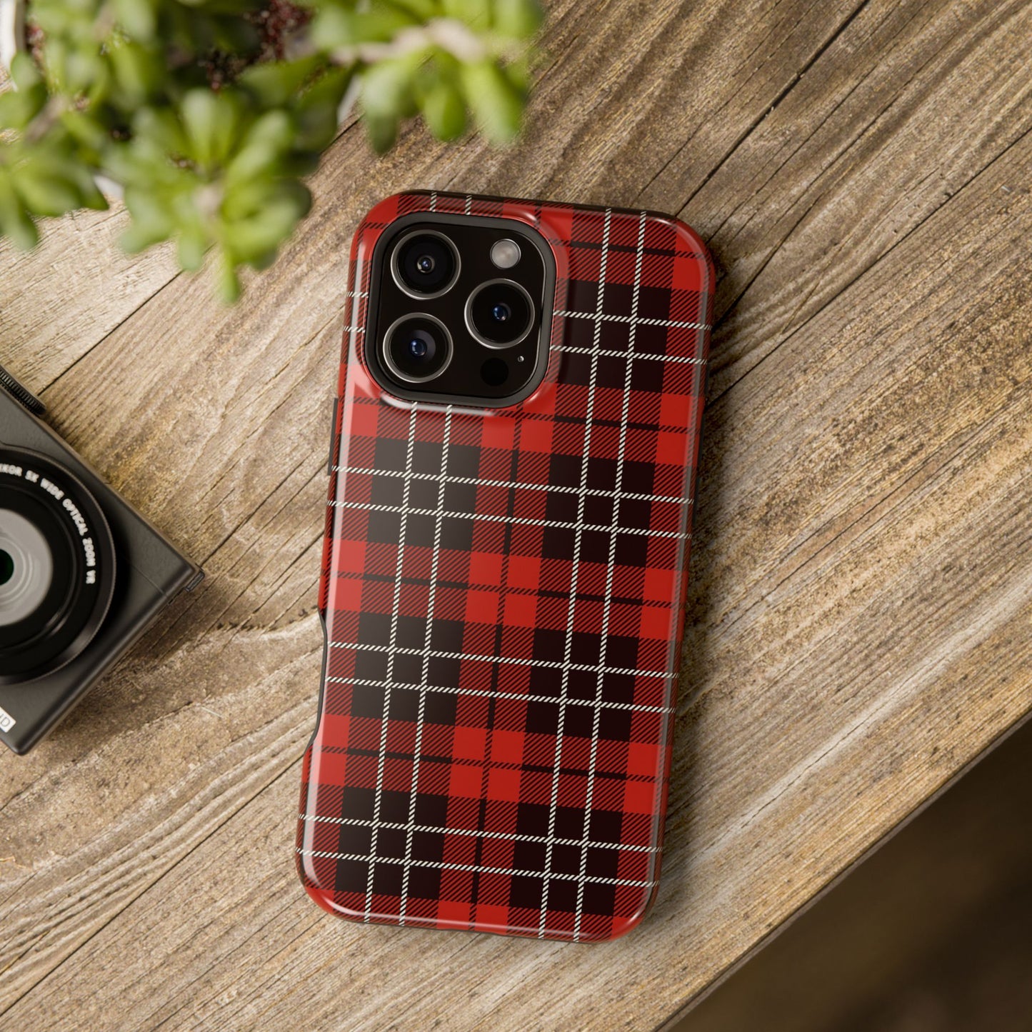 Impact-Resistant Phone Case- Christmas Tartan Plaid Red