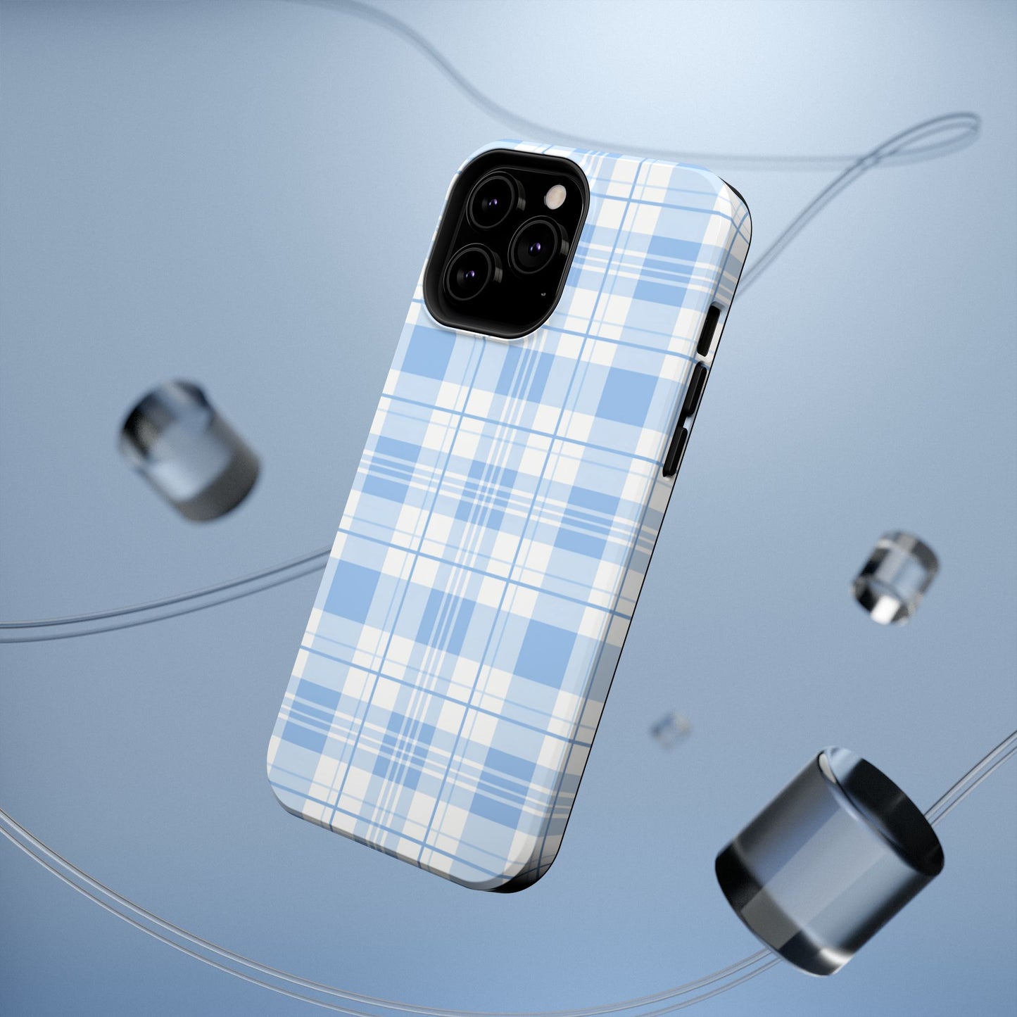 Impact-Resistant Phone Case - Easter Plaid Blue