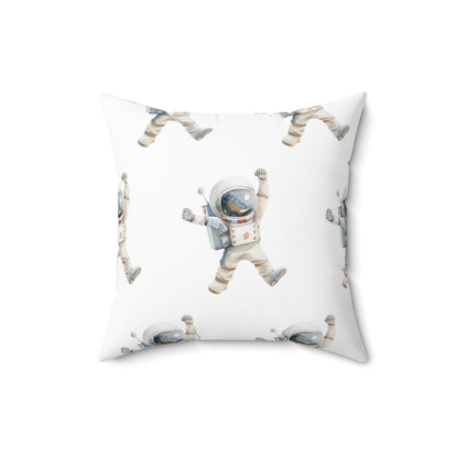 Spun Polyester Square Pillow with Removable Cover Watercolor Astronaut