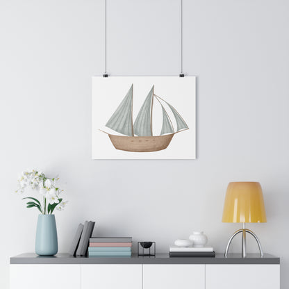 Giclée Art Print Watercolor Memories of Dreams Blue Sailboat