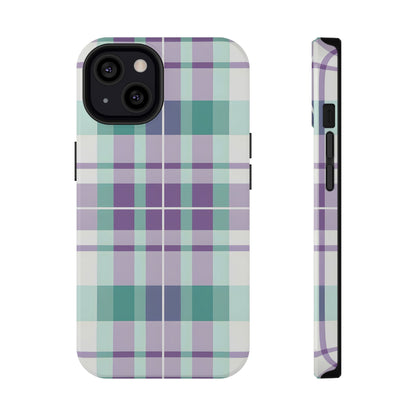 Impact-Resistant Phone Case - Spring Plaid Purple