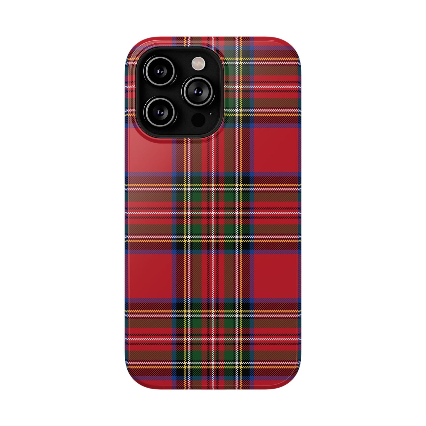 Impact-Resistant Phone Case-Holiday Tartan Plaid Red