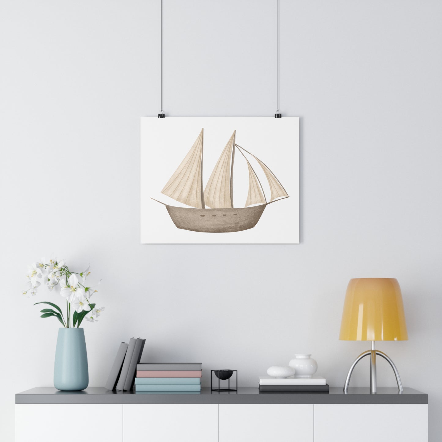 Giclée Art Print Watercolor Memories of Dreams Neutral Sailboat